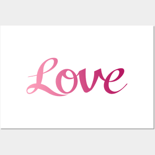 Love Script in Pink Gradient Posters and Art